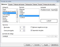 Imagen de la pantalla de OpenOffice que permite definir el formato de las celdas.