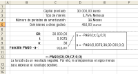 Muestra una tabla de hoja de cálculo en la que se detalla cómo calcular la cuota a pagar en un préstamo de tipo3.