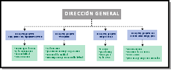 Se trata de un organigrama funcional ejemplo de una empresa con su división departamental y las funciones y tareas a realizar en cada departamento: : Departamento financiero-administrativo (correspondencia, administración, contabilidad y financiación), Departamento técnico (fabricación, mantenimiento y reparación, control de calidad e investigación y desarrollo), Departamento comercial (ventas, marketing, compras y almacén) y Departamento de recursos humanos (contratación, gestión de personal, formación, nóminas y seguros sociales).