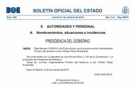 Incursión en el Boletín Oficial del Estado del nombramiento como Vicepresidente del Gobierno.