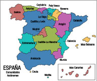 Mapa de las Comunidades Autónomas de España.