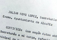 Fotografía con detalle de un documento municipal
