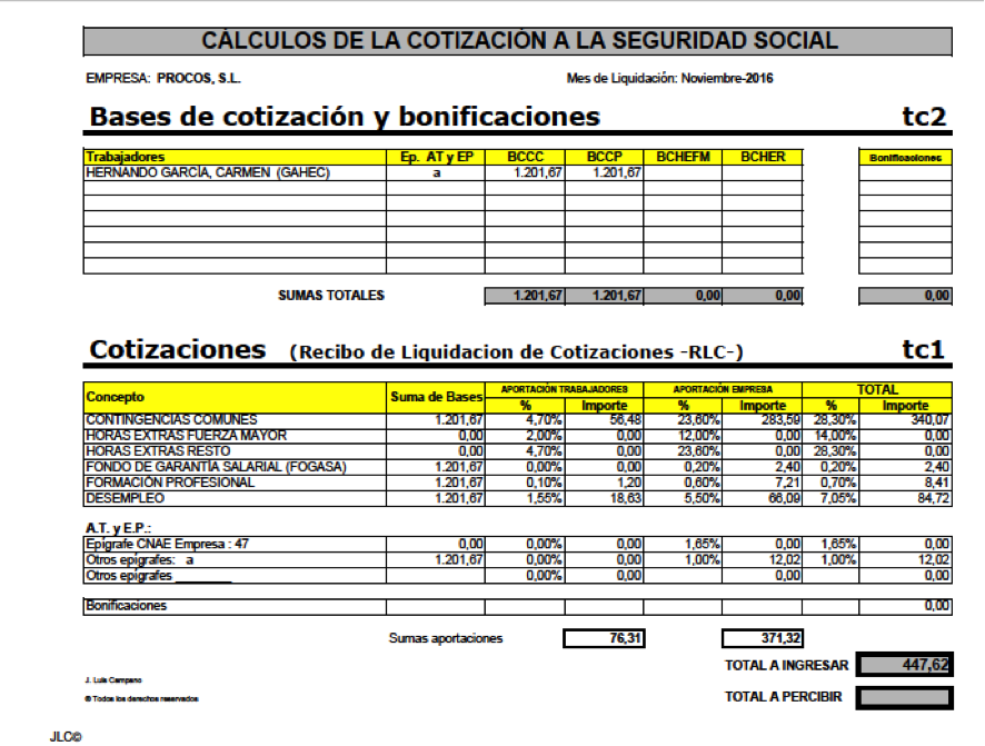 COTIZACIONES A LA SS COTIZACIONES A LA SS