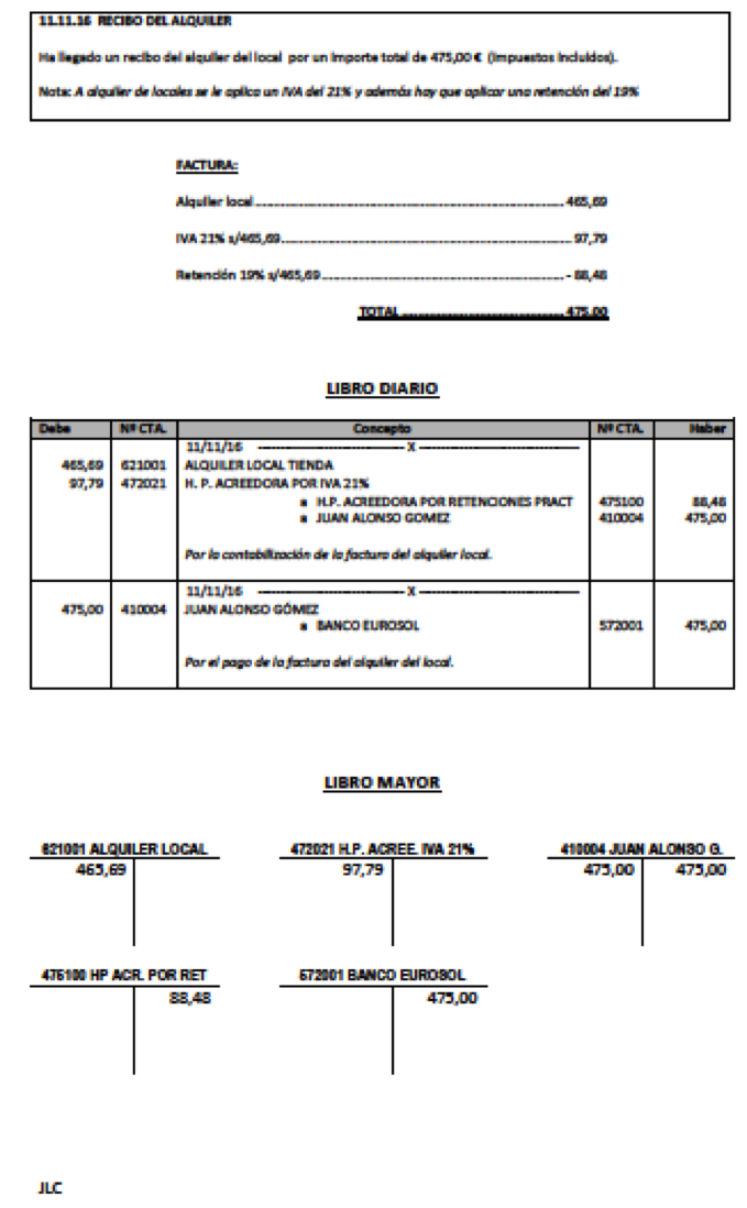 Contabilidad 5. Pantallado del libro diario y mayor de un asiento contable.