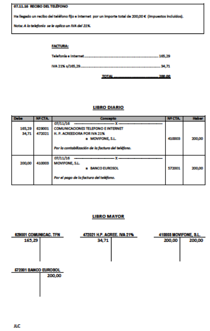 Contabilidad 6. Pantallado del libro diario y mayor de un asiento contable.