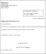 Carta comercial pedido. Imagen de una carta comercial del pedido 123.