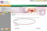 Portal empleado. Pantallazo de un portal de internet.