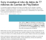 Sony. Pantallazo donde se muestra una noticia sobre la empresa Sony.