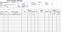 Ficha almacen PF-01. Ficha de almacén del artículo PF-01.