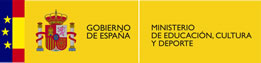 Logotipo del Ministerio de Educación, Cultura y Deporte. Logotipo del Ministerio de Educación, Cultura y Deporte. Junto a una banda vertical que representa esquemáticamente la bandera de Europa y otra que representa la bandera de España, aparece el escudo de España, y el texto: Gobierno de España. Ministerio de Educación, Cultura y Deporte.
