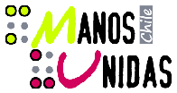 Manos Unidas. En la imagen se observa el logotipo de la organización no gubernamental "Manos Unidas". A la izquierda del texto hay círculos de pequeño tamaño de múltiples colores.