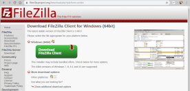 Captura de pantalla de la página oficial de FileZilla.