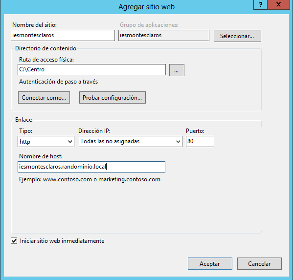 Virtual hosts en Windows Server 2012 - 10