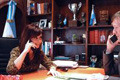 La presidenta Cristina Fernández, en el momento que dialoga por teléfono con un representante de Estados Unidos.