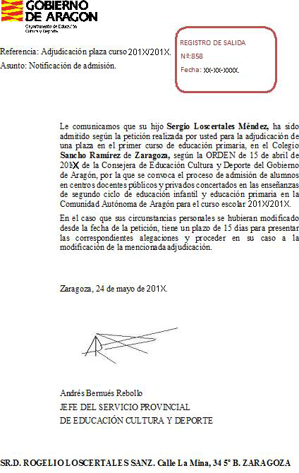 Ejemplo de un Oficio.