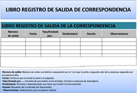 Imagen de una tabla con los apartados para el registro de la correspondencia de salida.