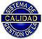 Circulo con fondo azul con un anillo exterior que dice: “sistema de gestión de la” continua en un rectángulo central “calidad”.