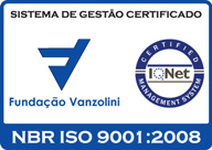 Logo de la cerficación del sistema de gestión de calidad de NBR ISO 9001:2008.