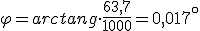 Ángulo de desfase es igual a la arco tangente por a minúscula entre b minúscula. Se sustituyen en la fórmula los valores dados de a y b.