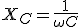 Reactancia capacitiva (X sub C) es igual a 1 entre del producto de la capacidad de un condensador (C mayúscula) por la pulsación angular (II).