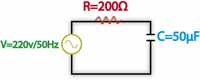 Circuito para la resolución de la tarea sobre corriente alterna.