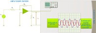 Circuito con amplificador inversor y la señal que produce.