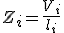 Impedancia de entrada (Z mayúscula sub i) es igual a la división entre la tensión de entrada (V mayúscula sub i) y la intensidad de entrada (I mayúscula sub i).