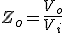 Impedancia de salida (Z mayúscula sub o) es igual a la división entre la tensión de salida (V mayúscula sub o) y la tensión de entrada (V mayúscula sub i).