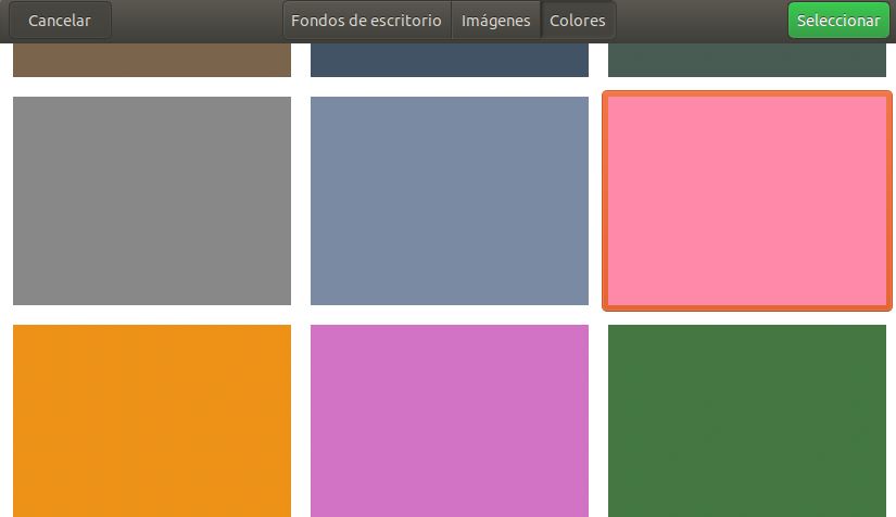 Ilustración de una captura de pantalla de los colores disponibles para colocarlos de fondo.