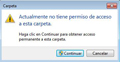 Ventana de aviso de acceso denegado a una carpeta.