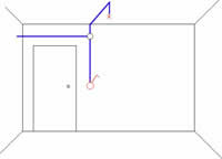 Representación de un punto de luz en una habitación