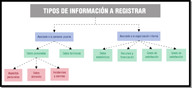 Mapa conceptual o esquema en el que se recogen los principales aspectos que suelen registrarse en el servicio de teleasistencia.