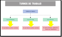 Mapa conceptual o esquema en el que se recogen los  diferentes turnos de trabajo existentes.