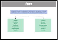 Esquema resumen sobre los aspectos éticos a cuidar por parte del profesional.