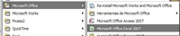 Menú desplegable para abrir el programa Excel.