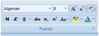 Barra con las diversas opciones de fuentes del documento.