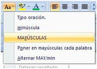 Opciones para cambiar mayúsculas y minúsculas