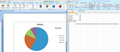 Pantalla en la que aparece un tipo de gráfico circular con el título y la leyenda. Al lado hay una hoja de Excel para ir escribiendo los datos del gráfico.
