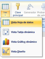 Imagen que muestra el menú de la vista Hoja de datos.