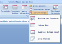 Barra con las diversas opciones crear formularios.