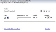 Panel de opciones de seleccionar la fuente y el color del título.