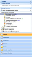 Menús desplegables de Microsoft Outlook 2007.