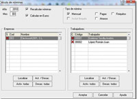 Imagen de la ventana de cálculo de nóminas.