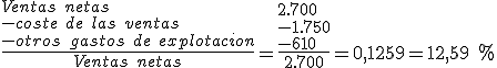 El ratio del valor añadido al coste de los factores es igual al cociente con numerador formado por las ventas netas menos el coste de las ventas y menos otros gastos de explotación y denominador formado por el activo total.