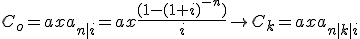 El capital inicial será igual a la anualidad por el valor actual que será igual a la anualidad por uno menos uno más el interés elevado a menos ene dividido todo entre el interés. De esta expresión obtenemos la expresión genérica de capital de un periodo será igual a la anualidad por el valor actualizado de la anualidad en el periodo k.