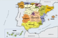 Mapa de las distintas Comunidades Autónomas que forman el Estado Español.