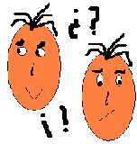 En esta imagen se ven dos caras dibujadas en color naranja una arriba con expresión de satisfacción y la otra de más abajo con expresión preocupada y pensativa, entre las dos signos de exclamación e interrogación.