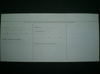 Es la fotografía del envés de una letra de cambio de las que se utilizan en la actividad comercial.