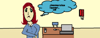 En la imagen se ve un dibujo de una chica en una oficina como una viñeta de comic donde se lee su pensamiento de calcular las bases imponible.