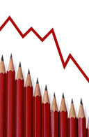 En la imagen observamos el dibujo de una gráfica de linea de tendencia y debajo a modo de relleno del área delimitada lápices.